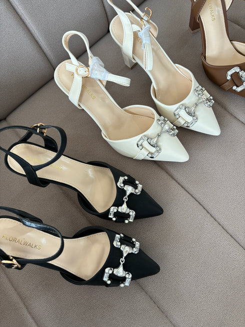 Women Rhinestone Pointed-Toe Stiletto Heel